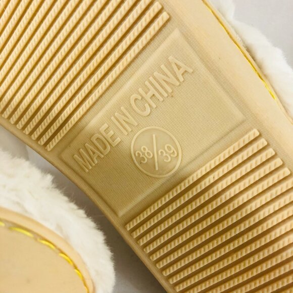 Womens Clog Slippers Knit Faux Fur Lined Slip On Beige Ivory Size 38/39 US 6/7 - Picture 5 of 5